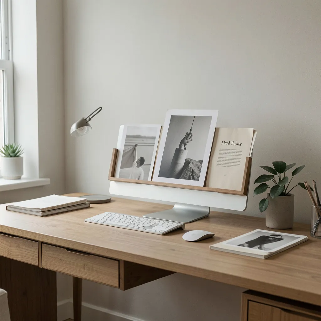 Easel in workshop setting with drafting tools