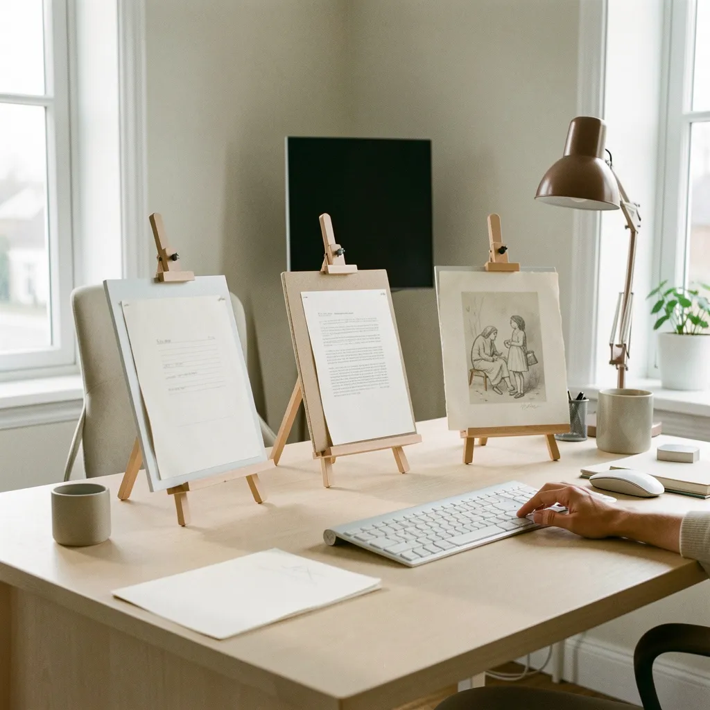Easel in architectural office with technical drawings